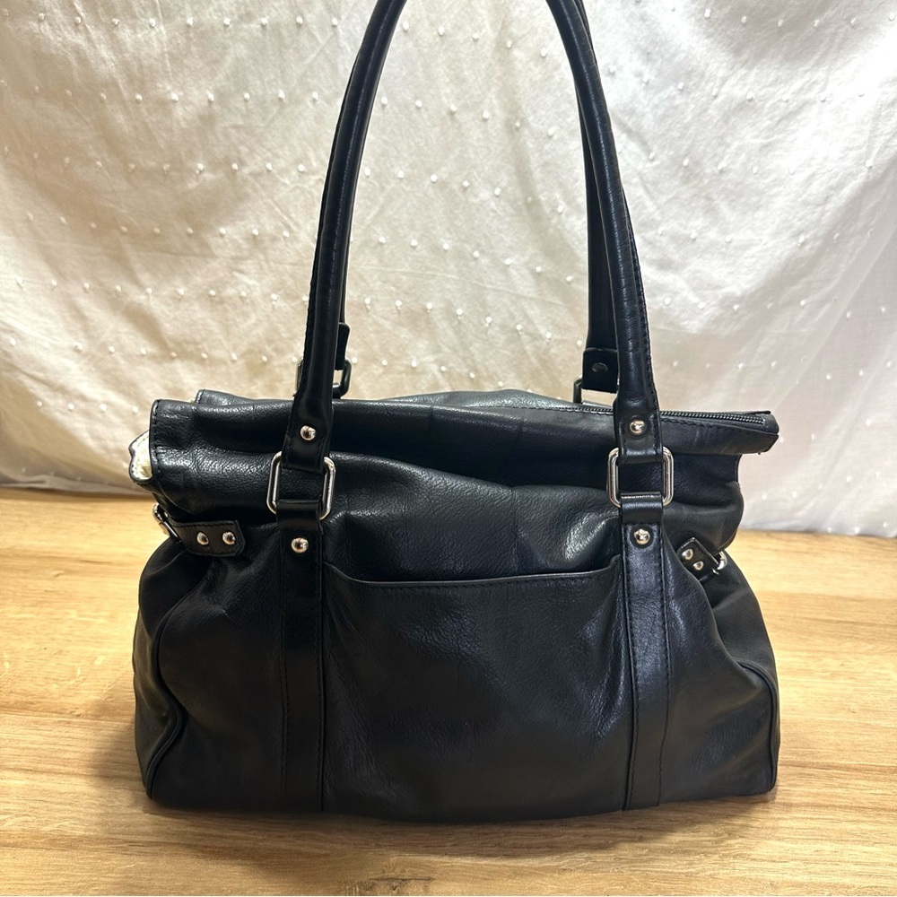 Nordstrom Leather Shoulder Handbag with Side Belt Buckles